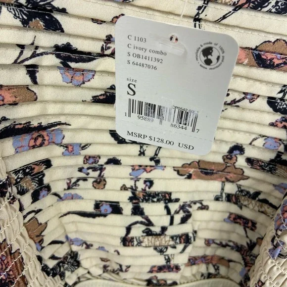 Free People Brunch Date Bodysuit Long Sleeve Floral Ivory Combo NWT - Picture 9 of 9